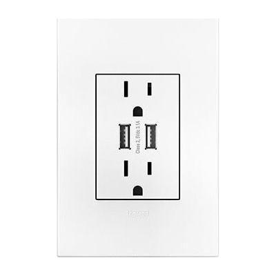 Legrand - Dual USB Plus-Size Outlet Combo with Matching Wall Plate - Lights Canada