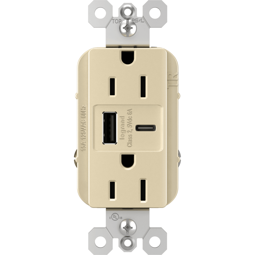Legrand - radiant 15A Tamper-Resistant Ultra-Fast USB Type-A/C Outlet - Lights Canada