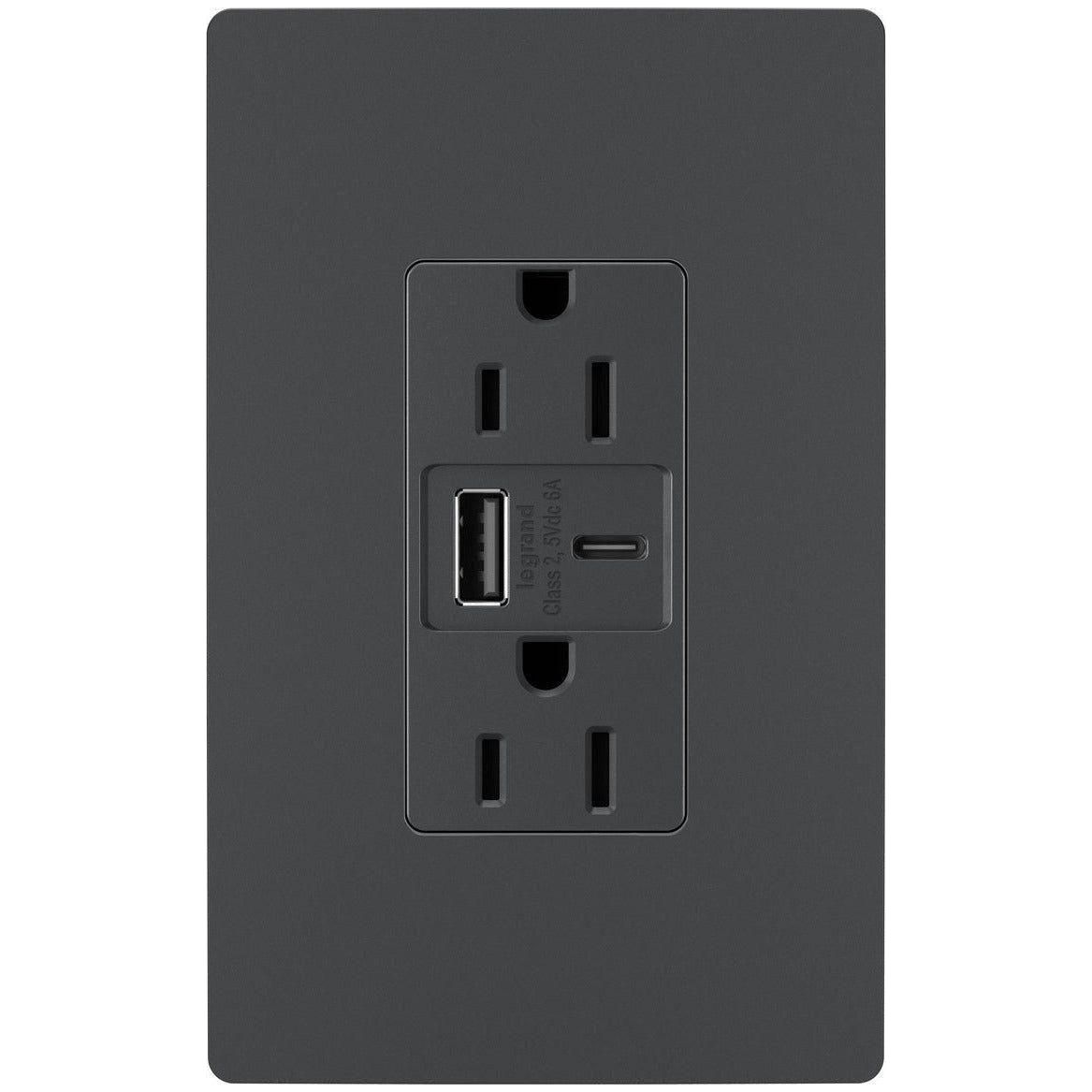 Legrand - radiant 15A Tamper-Resistant Ultra-Fast USB Type-A/C Outlet - Lights Canada