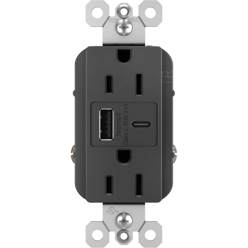 Legrand - radiant 15A Tamper-Resistant USB Type A/C Outlet - Lights Canada