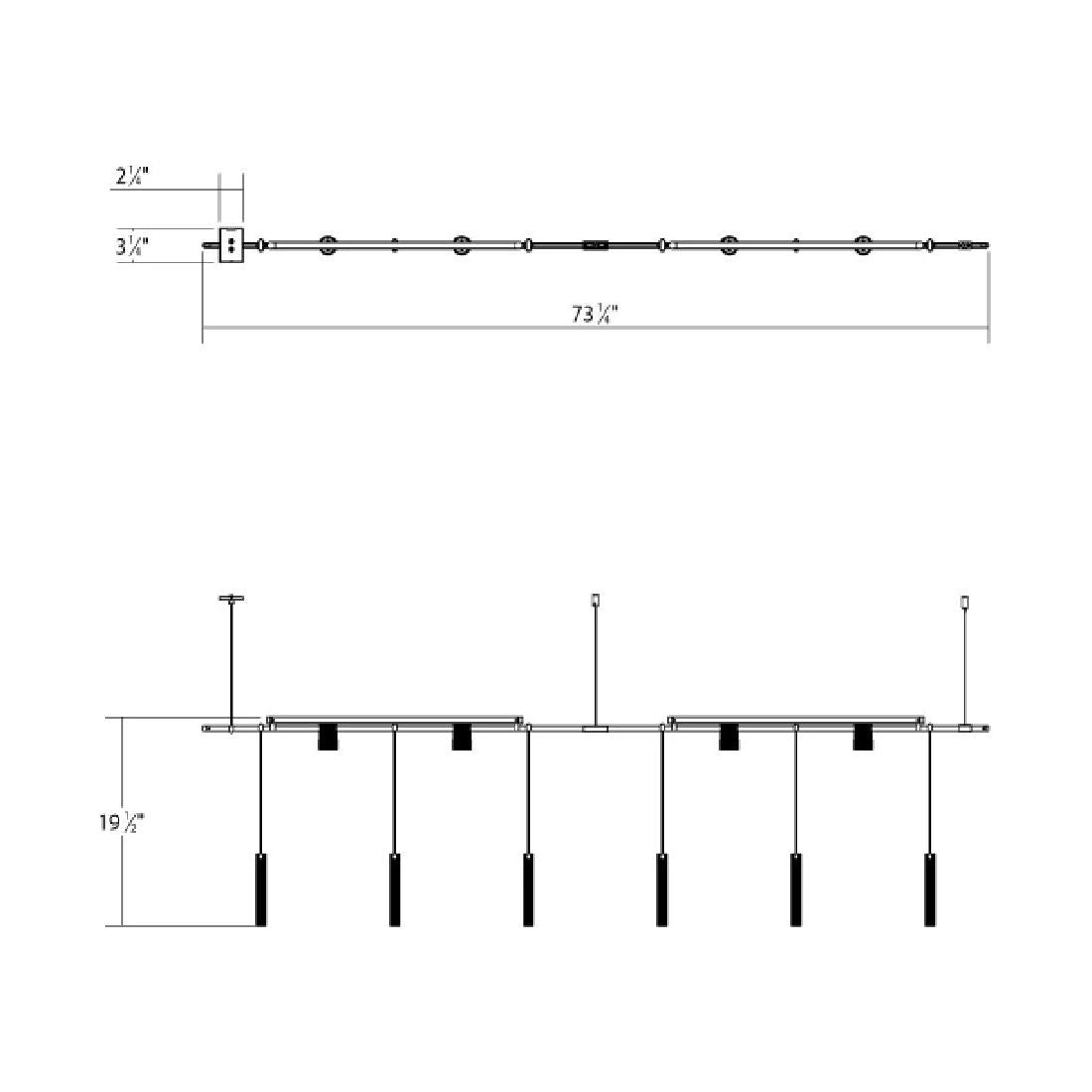 Suspenders 36" 2-Bar In-Line Linear with Crystal Rods & 24" Light Bars & Bar-Mounted Single Cylinders with Flood Lenses
