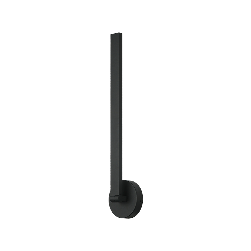 Adjustable LED picture light smaller version with pivoting arm in matte black finish, shown in vertical position, product photo