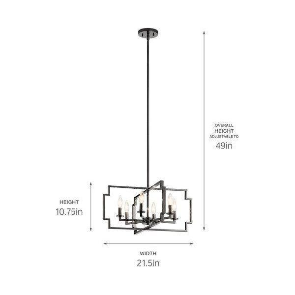 Kichler - Kichler Downtown Deco Chandelier Semi Flush 6Lt - Lights Canada