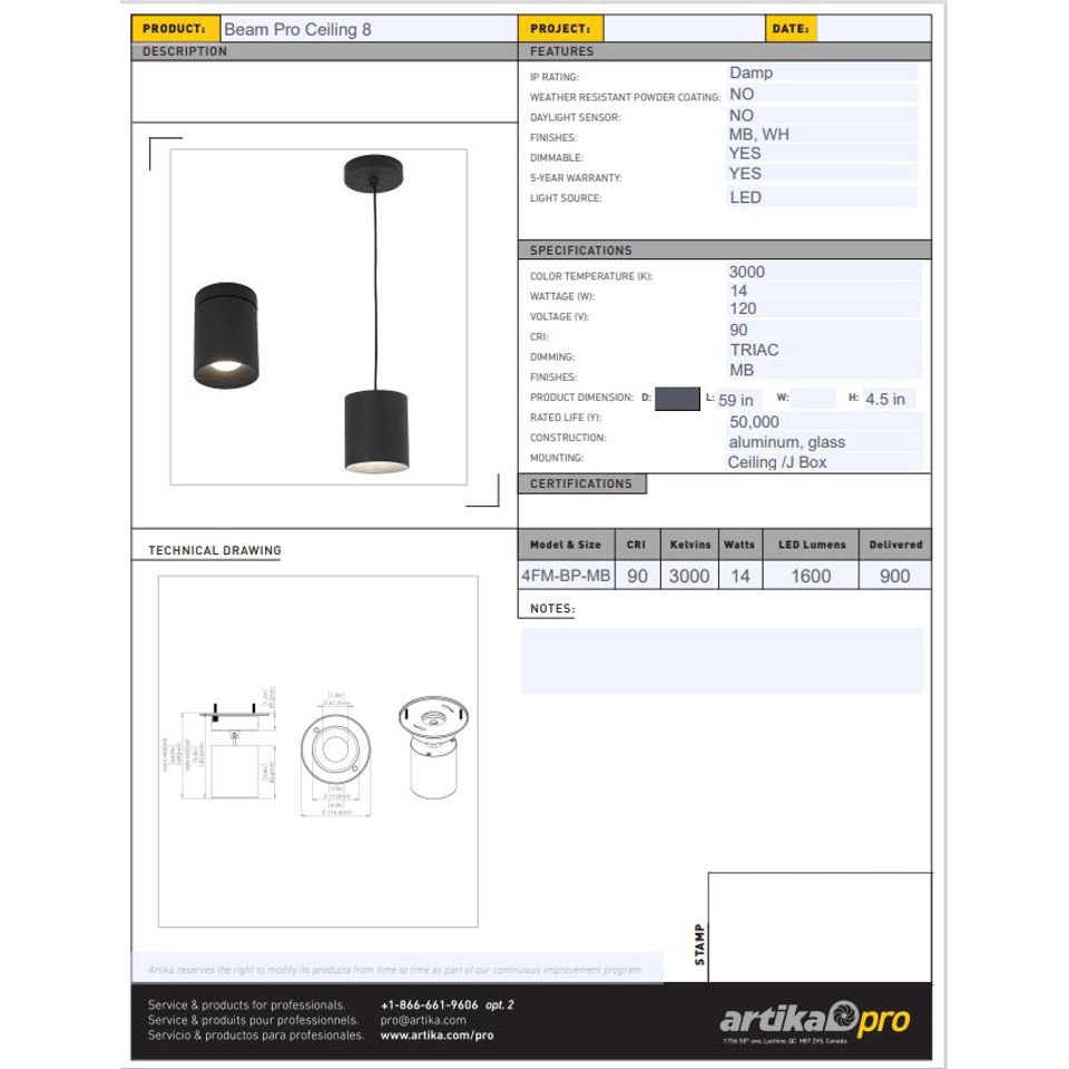 Artika - Artika Beam Pro 4 Flush Mount - Lights Canada