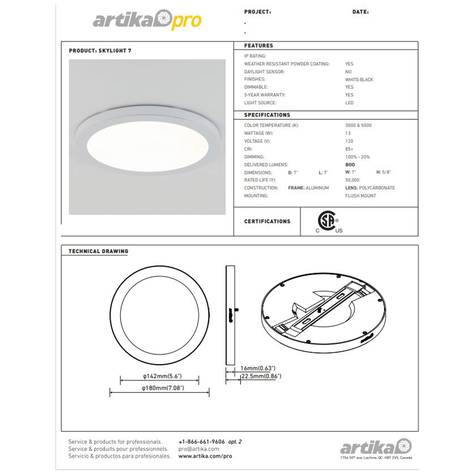 Artika - Artika Skylight Pro Flush Mount - Lights Canada