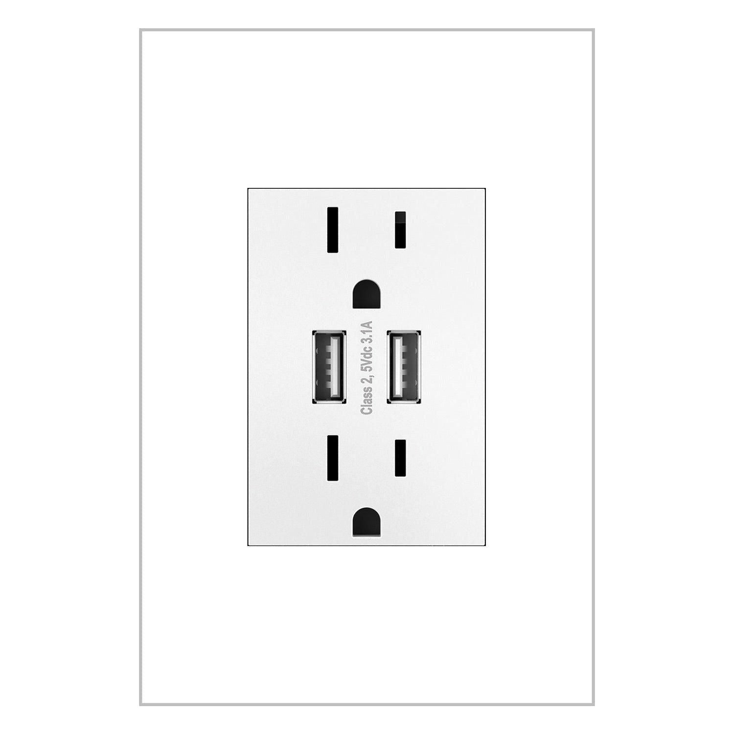 Legrand - Dual USB Plus-Size Outlet Combo - Lights Canada