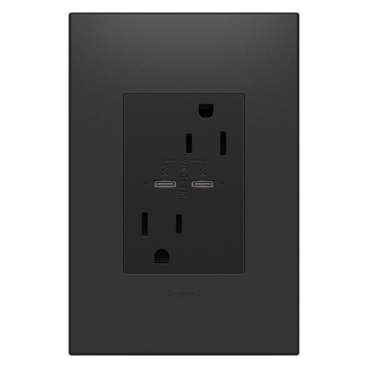 Legrand - Adorne 15A Tamper-Resistant Ultra-Fast Plus Power Delivery USB Type C/C Outlet - Lights Canada