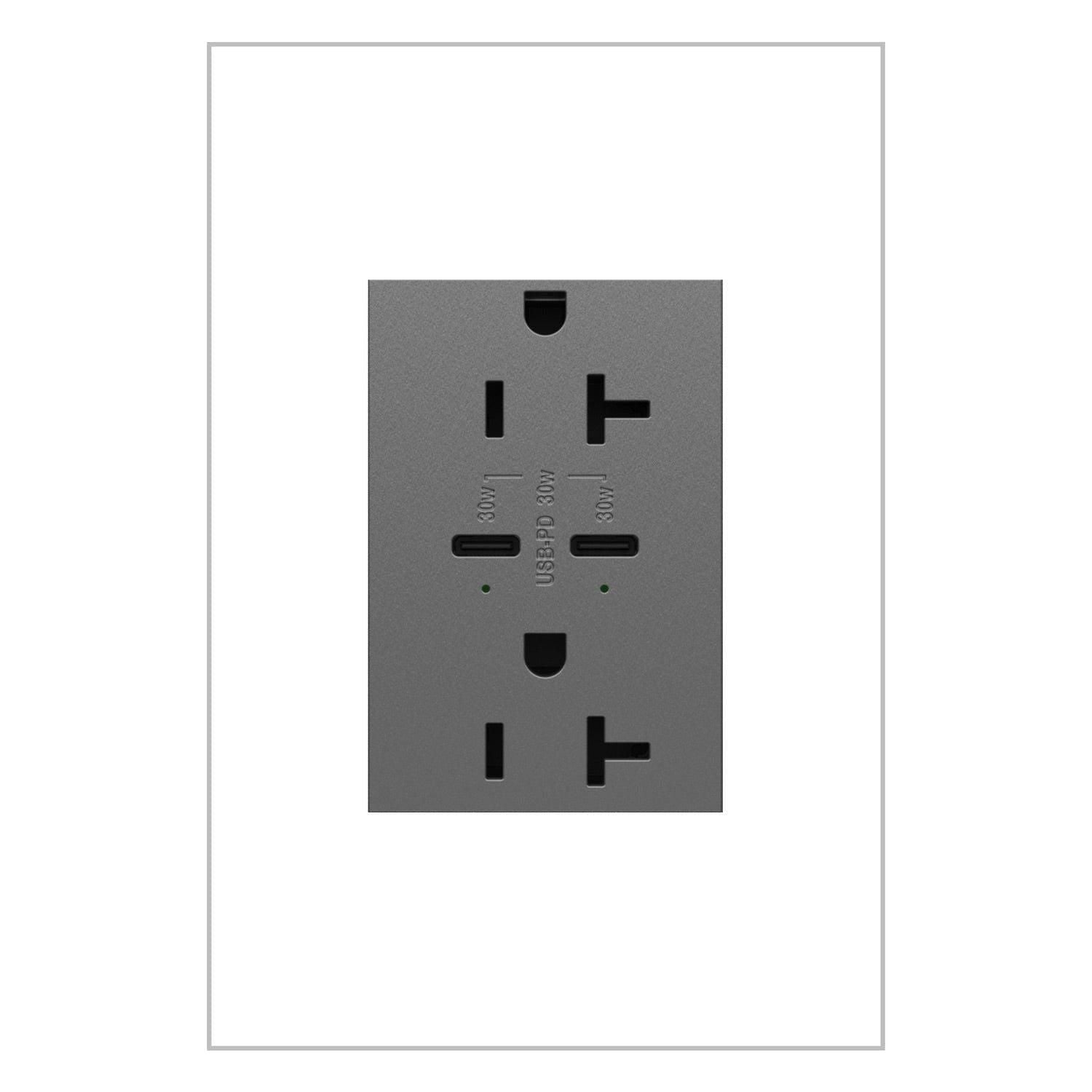 Legrand - Adorne 20A Tamper-Resistant Ultra-Fast Plus Power Delivery USB Type C/C Outlet - Lights Canada