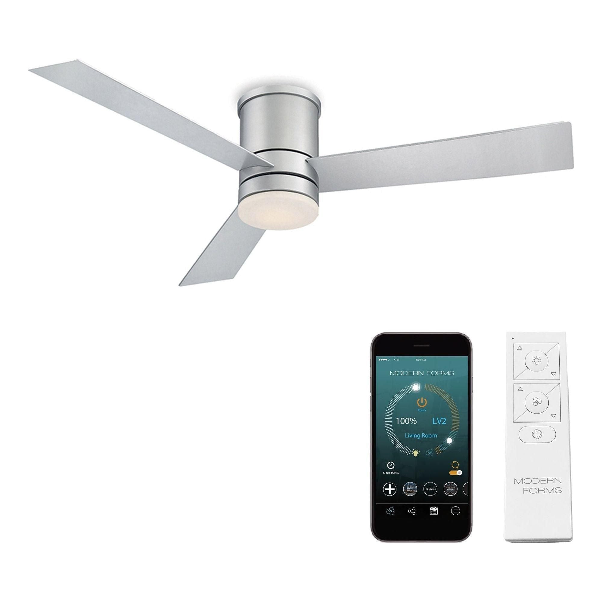 Modern Forms - Axis Indoor/Outdoor 3-Blade 52" Smart Flush Mount Ceiling Fan with LED Light Kit and Remote Control - Lights Canada