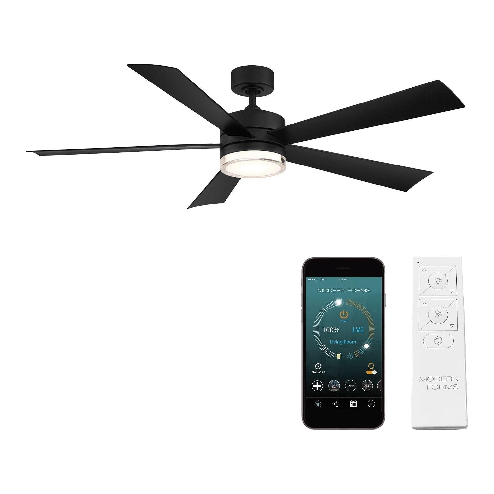 Modern Forms - Wynd Indoor/Outdoor 5-Blade 52" Smart Ceiling Fan with LED Light Kit and Remote Control - Lights Canada