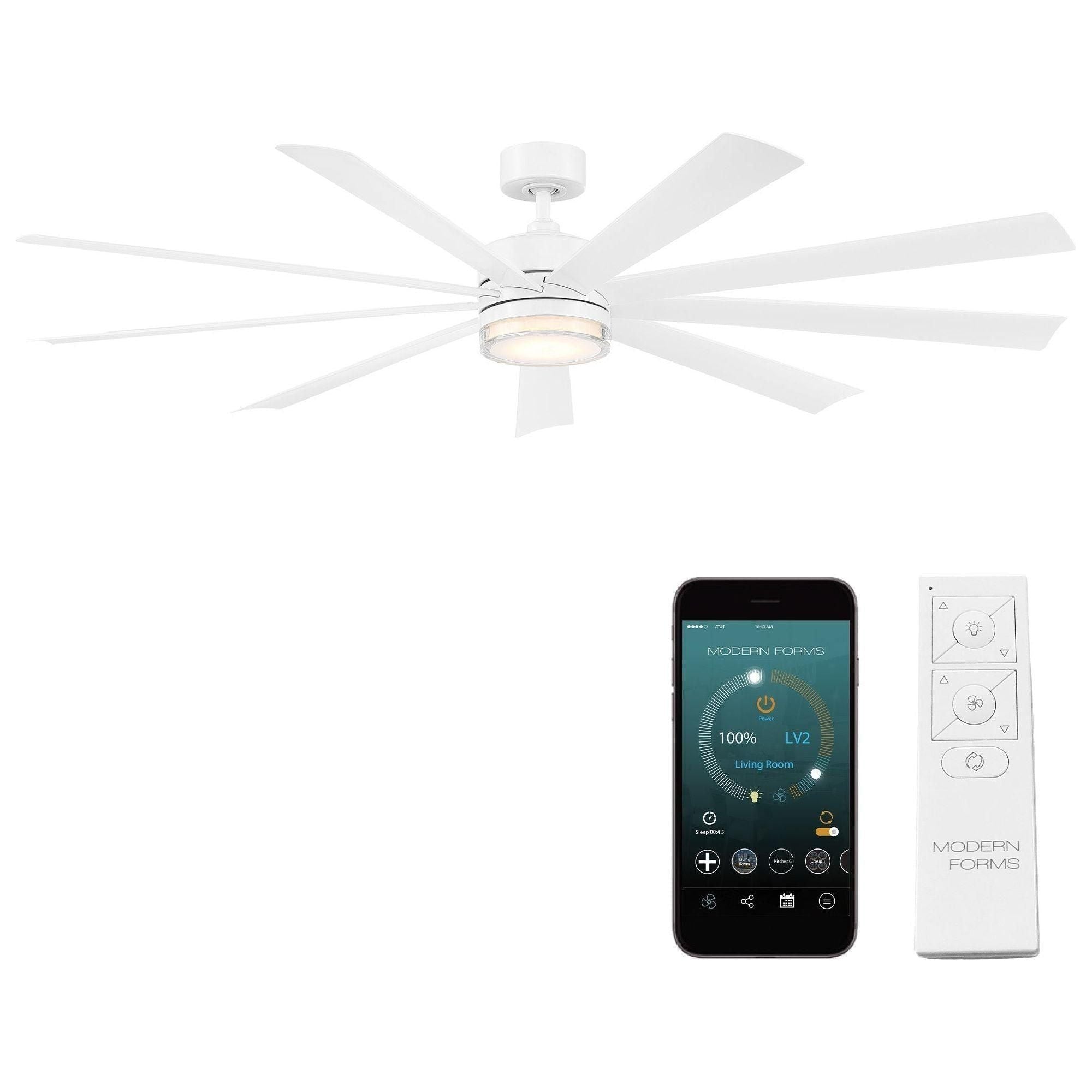 Modern Forms - Wynd XL Indoor/Outdoor 9-Blade 72" Smart Ceiling Fan with LED Light Kit and Remote Control - Lights Canada