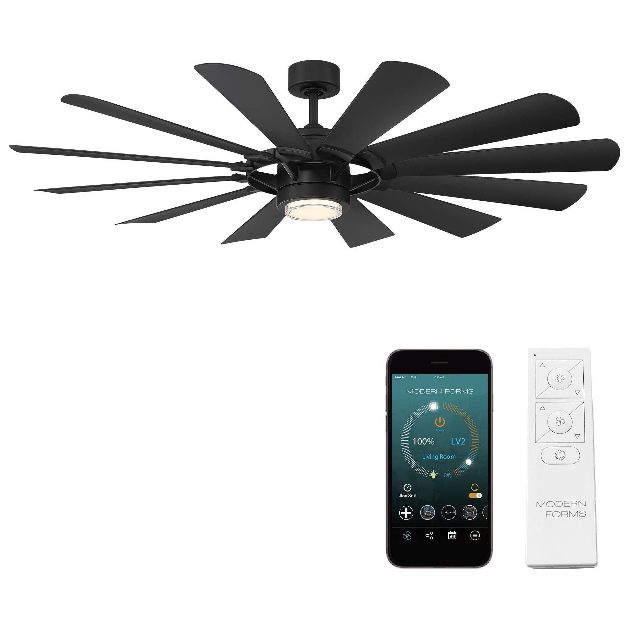 Modern Forms - Wyndmill Indoor/Outdoor 12-Blade 65" Smart Ceiling Fan with LED Light Kit and Remote Control - Lights Canada