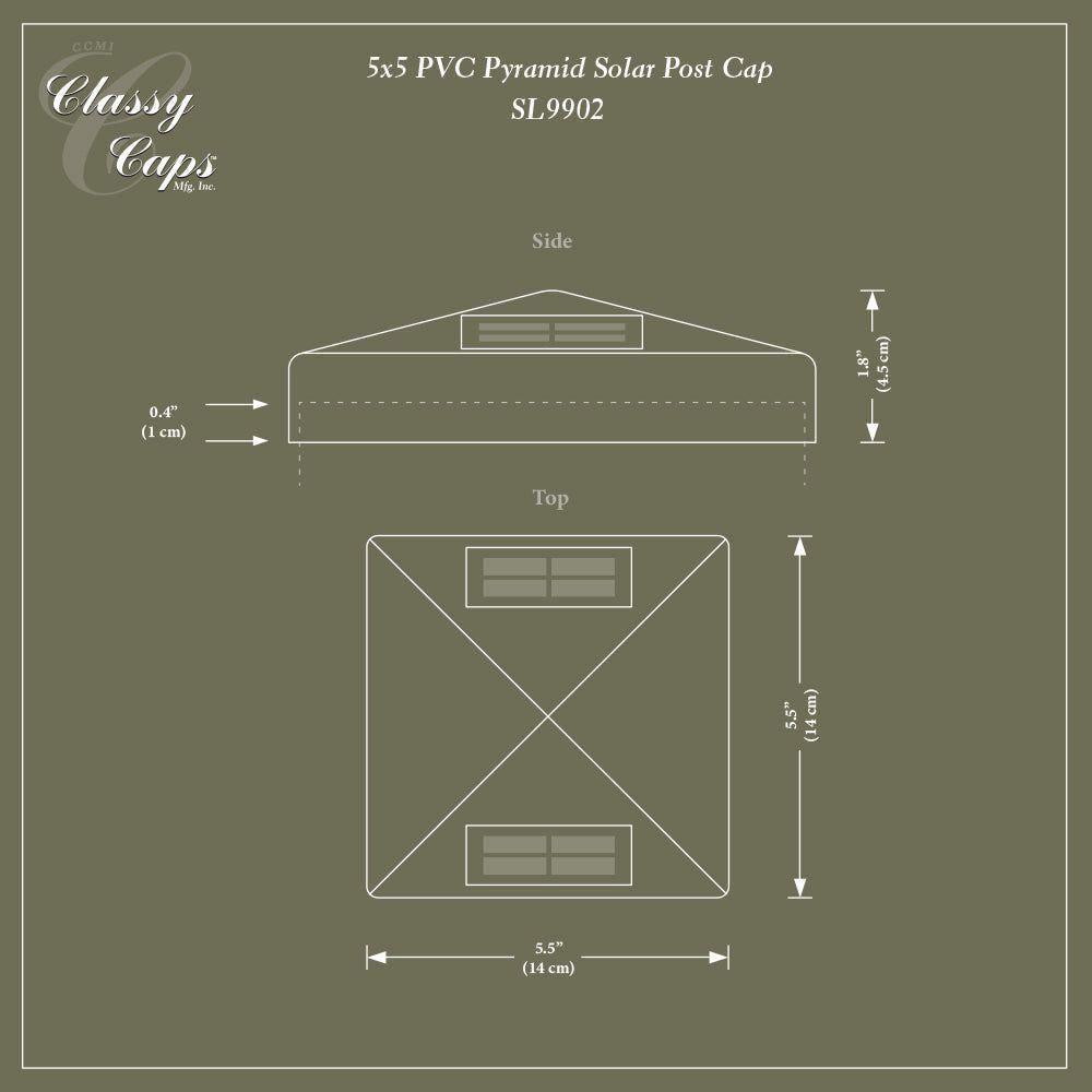 Classy Caps - 5x5 Pyramid Solar Post Cap - Lights Canada