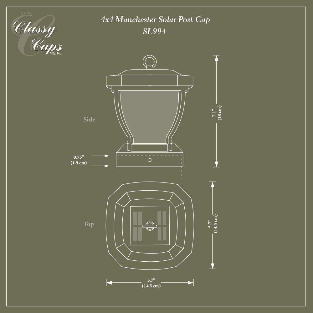 Classy Caps - 4x4 Manchester Solar Post Cap - Lights Canada