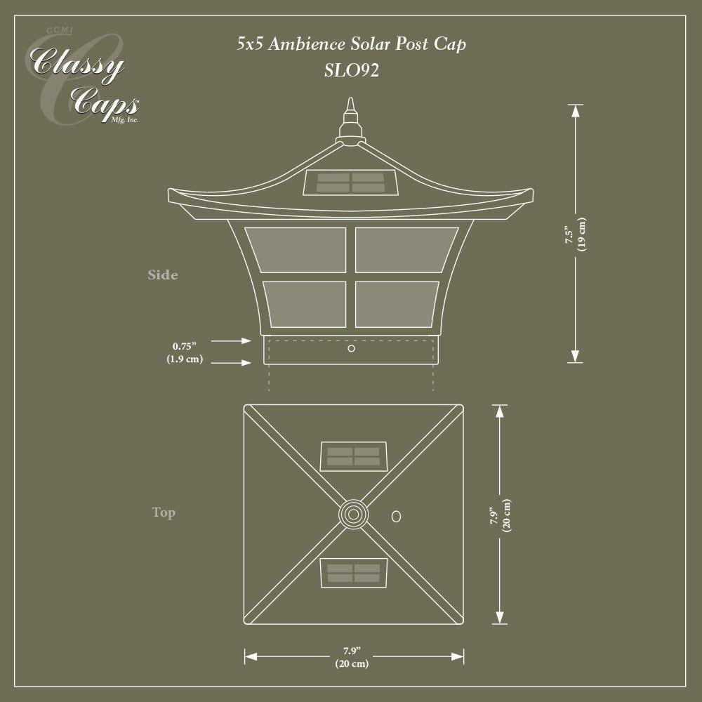 Classy Caps - 5x5 Ambience Solar Post Cap - Lights Canada