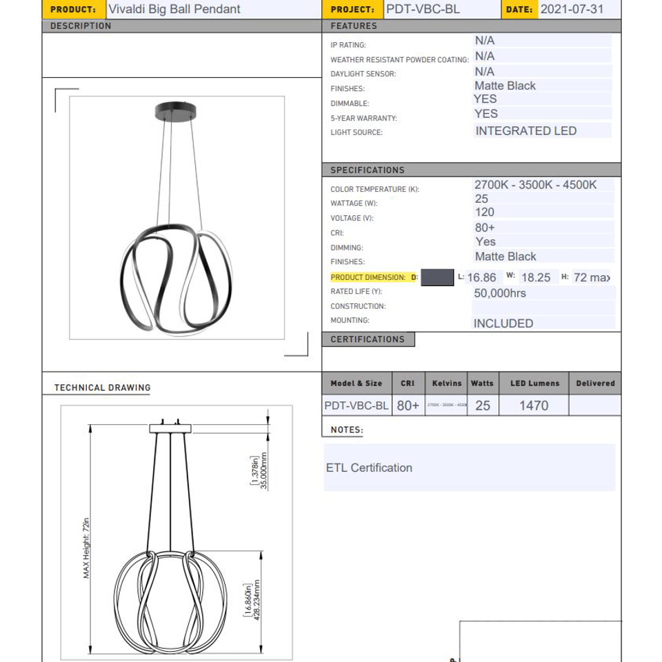 Artika - Artika Vivaldi Pendant - Lights Canada