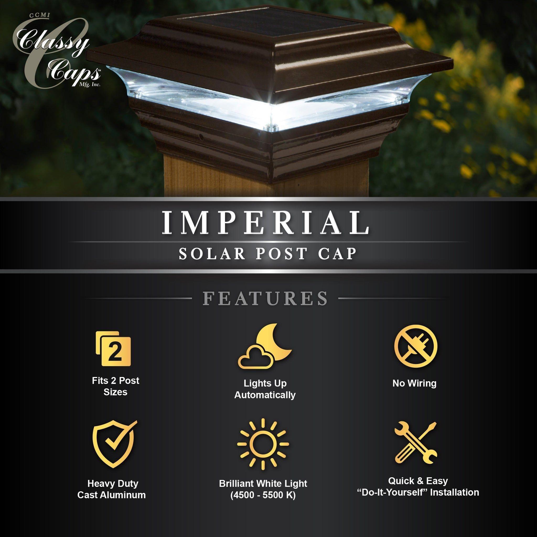 Classy Caps - 4x4 Imperial Solar Post Cap - Lights Canada