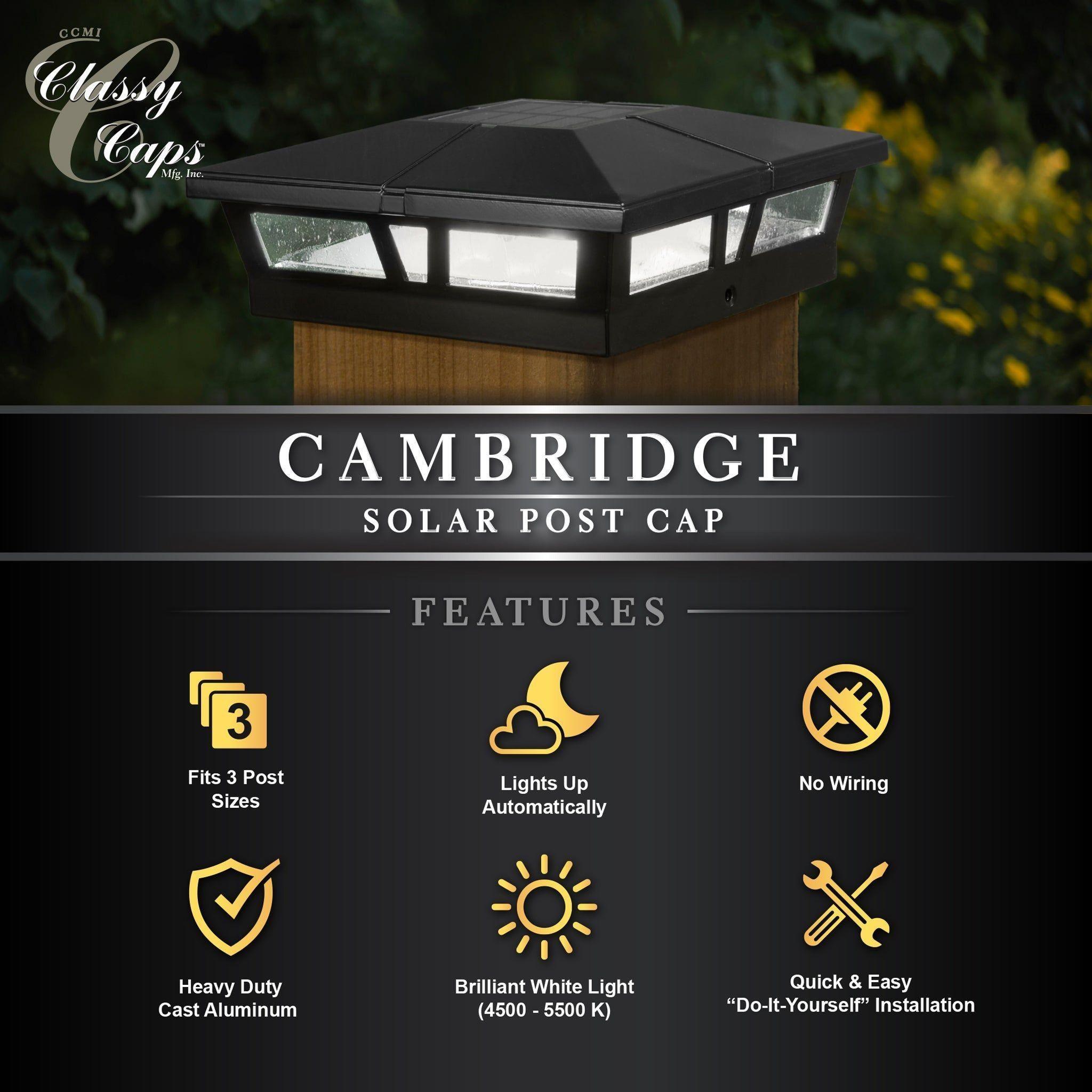 Classy Caps - 6x6 Cambridge Solar Post Cap - Lights Canada