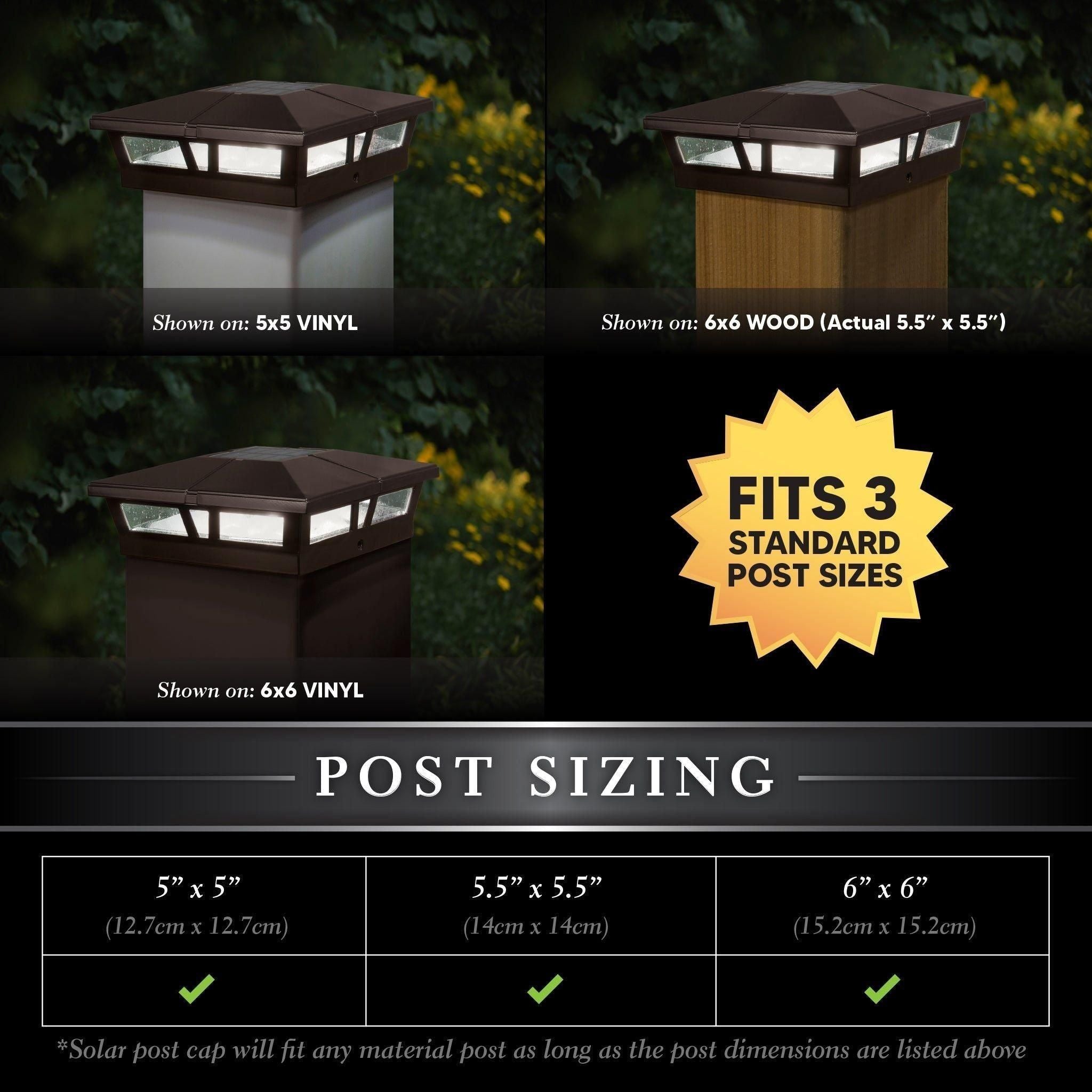 Classy Caps - 6x6 Cambridge Solar Post Cap - Lights Canada