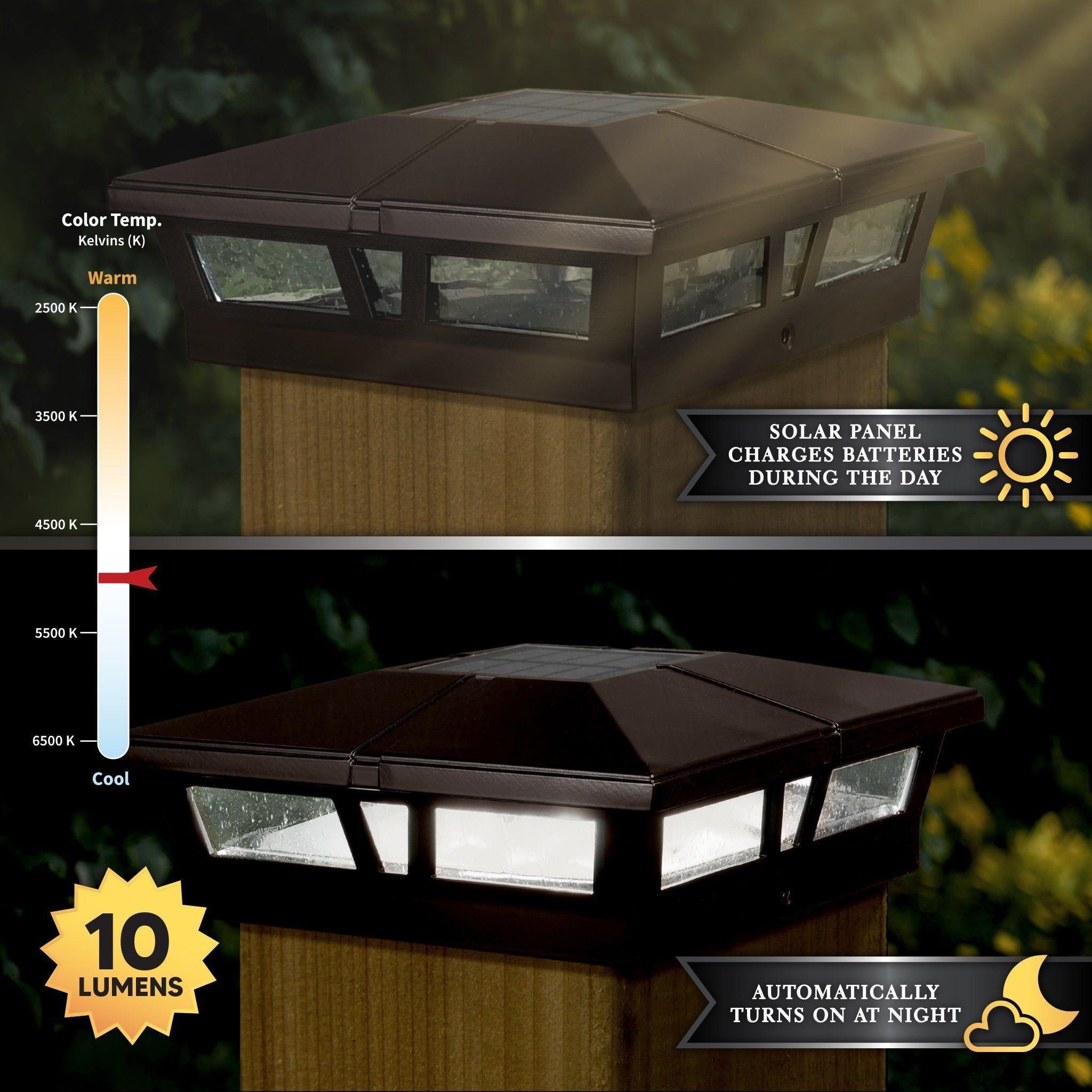 Classy Caps - 6x6 Cambridge Solar Post Cap - Lights Canada