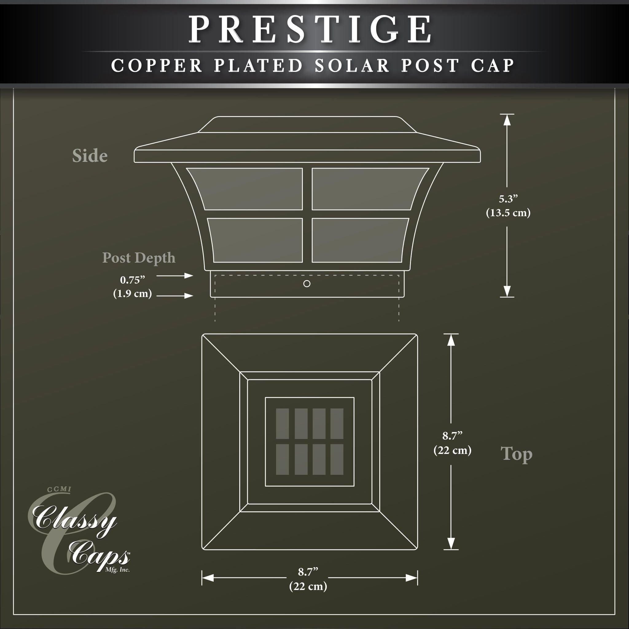 Classy Caps - 6x6 Prestige Solar Post Cap - Lights Canada