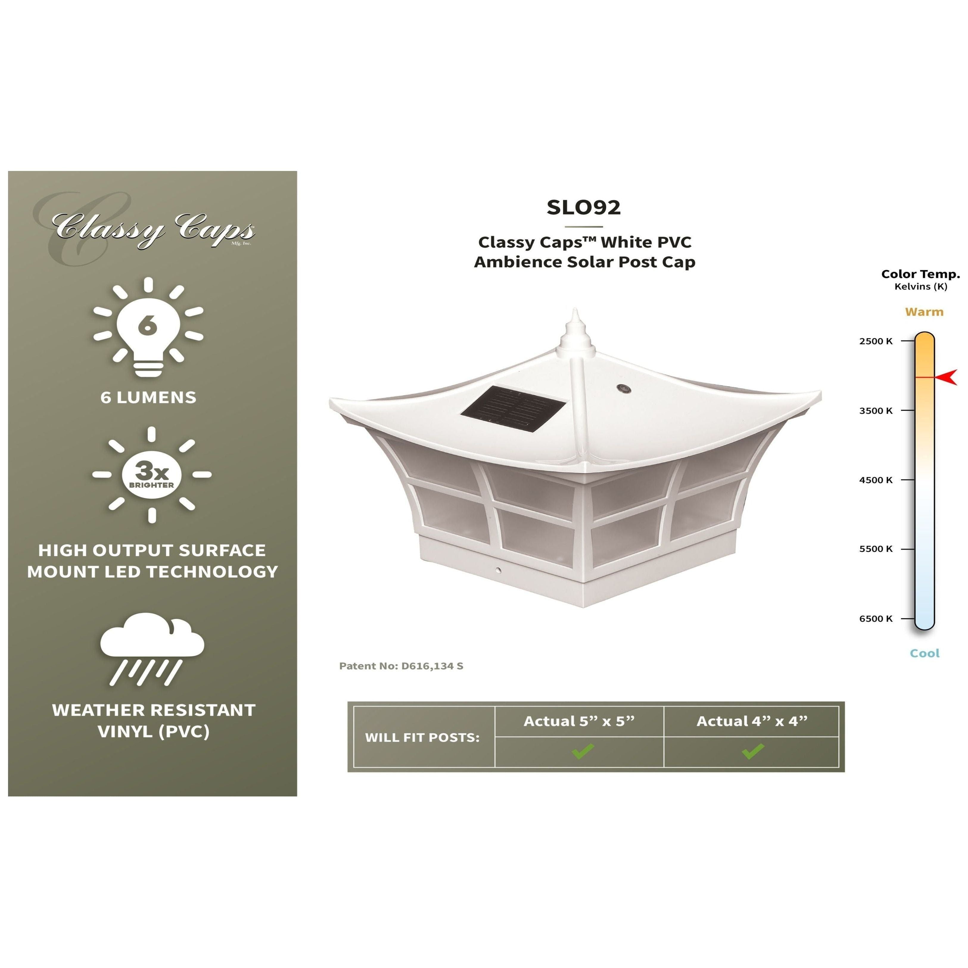 Classy Caps - 5x5 Ambience Solar Post Cap - Lights Canada