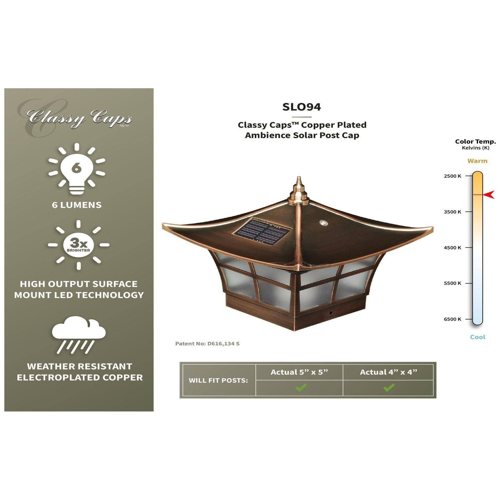 Classy Caps - 4x4 Ambience Solar Post Cap - Lights Canada