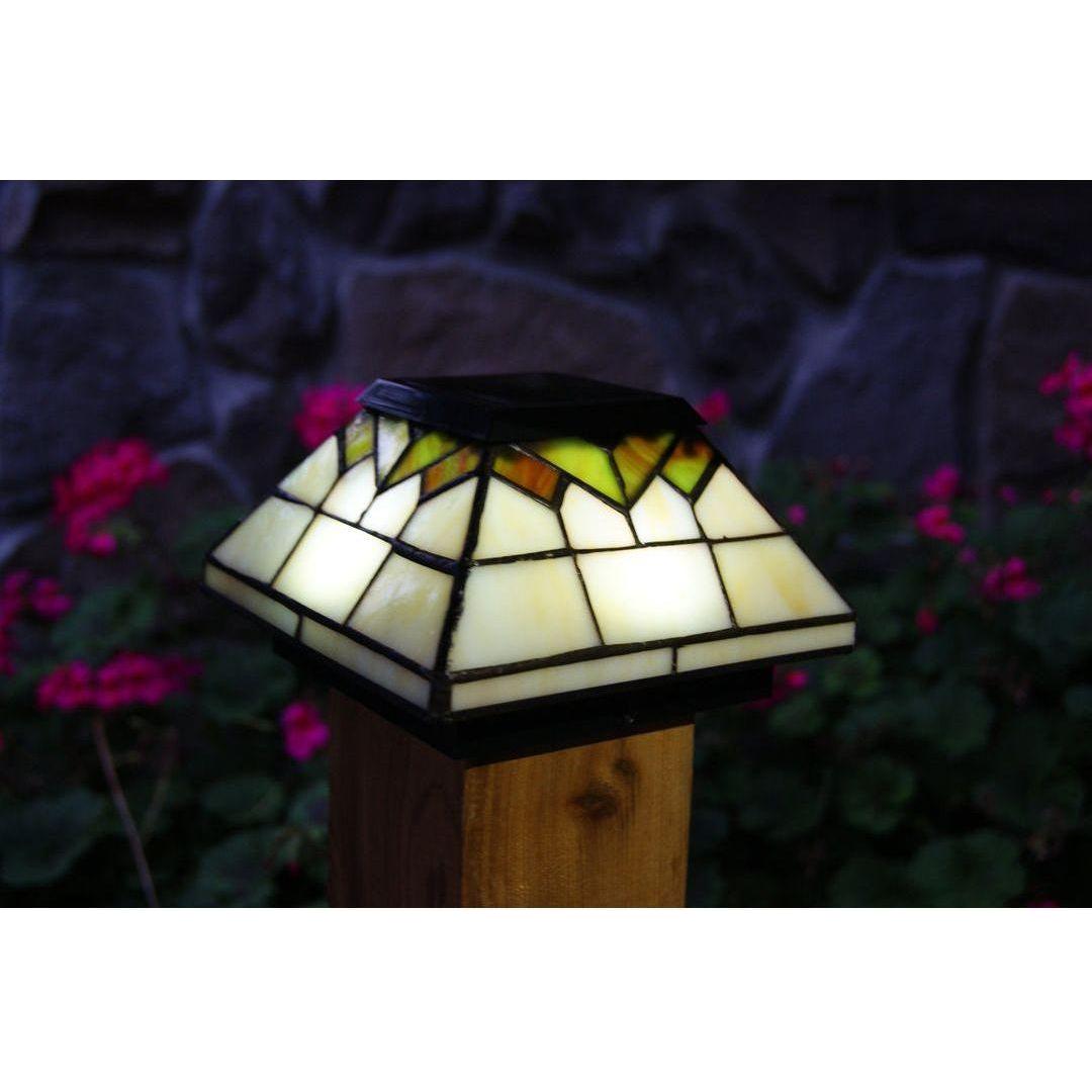 Classy Caps - 5x5/4x4/3.5x3.5 Stained Glass Wellington Solar Post Cap - Lights Canada
