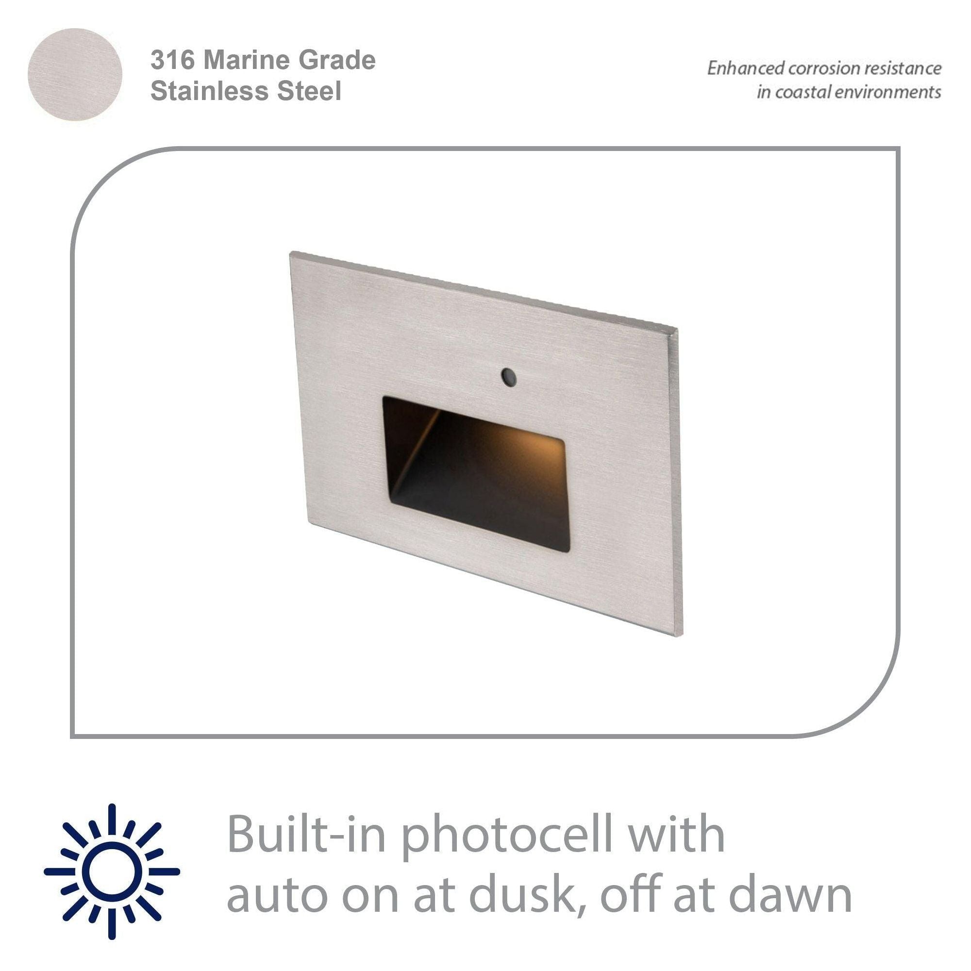 WAC Lighting - LEDme 120V LED Horizontal Indoor/Outdoor Step and Wall Light with Daylight Photocell Sensor - Lights Canada