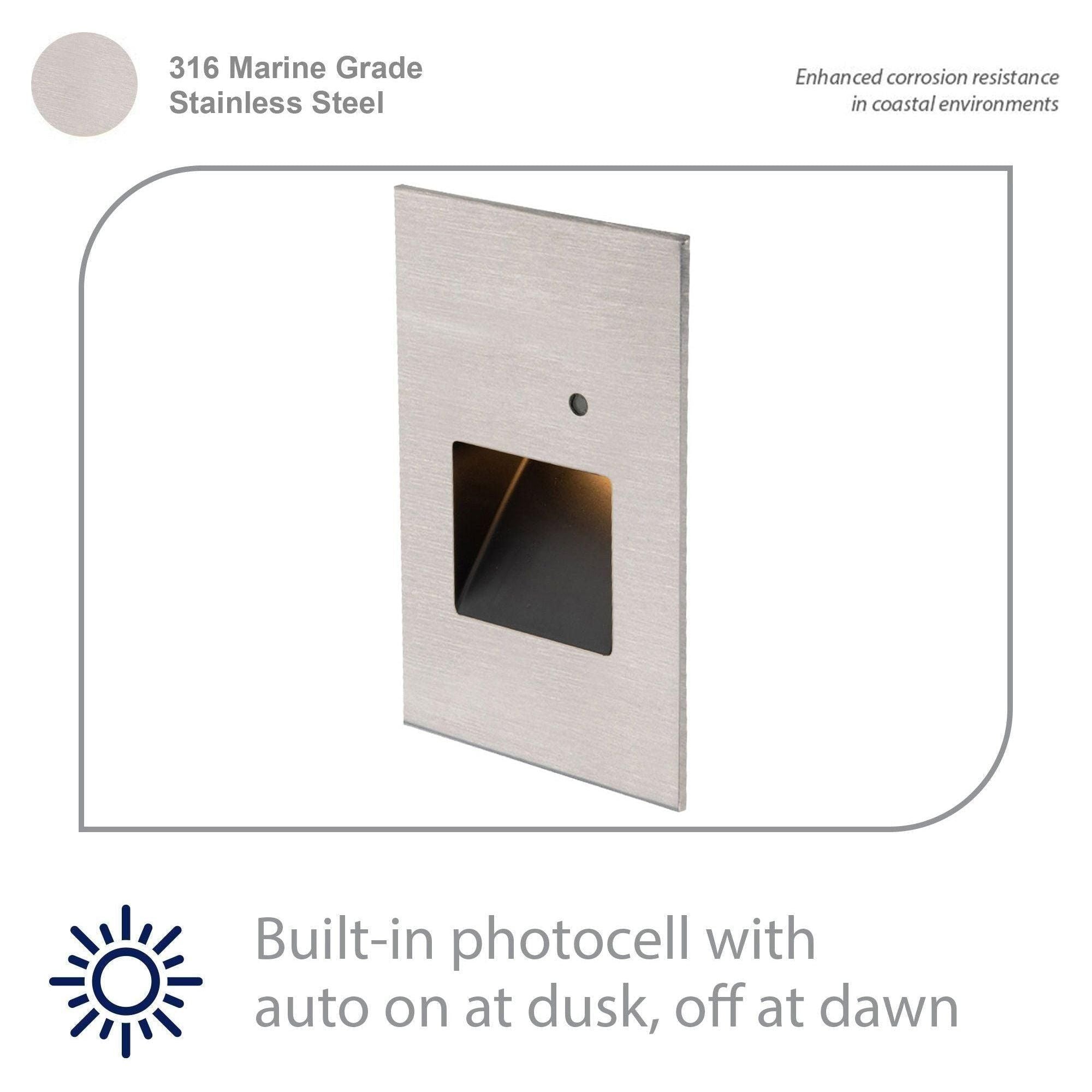 WAC Lighting - LEDme 120V LED Vertical Indoor/Outdoor Step and Wall Light with Daylight Photocell Sensor - Lights Canada