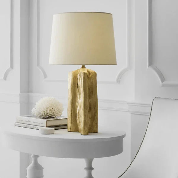 Elegant table lamp by Visual Comfort Signature Collection with a textured gold base and fabric shade.