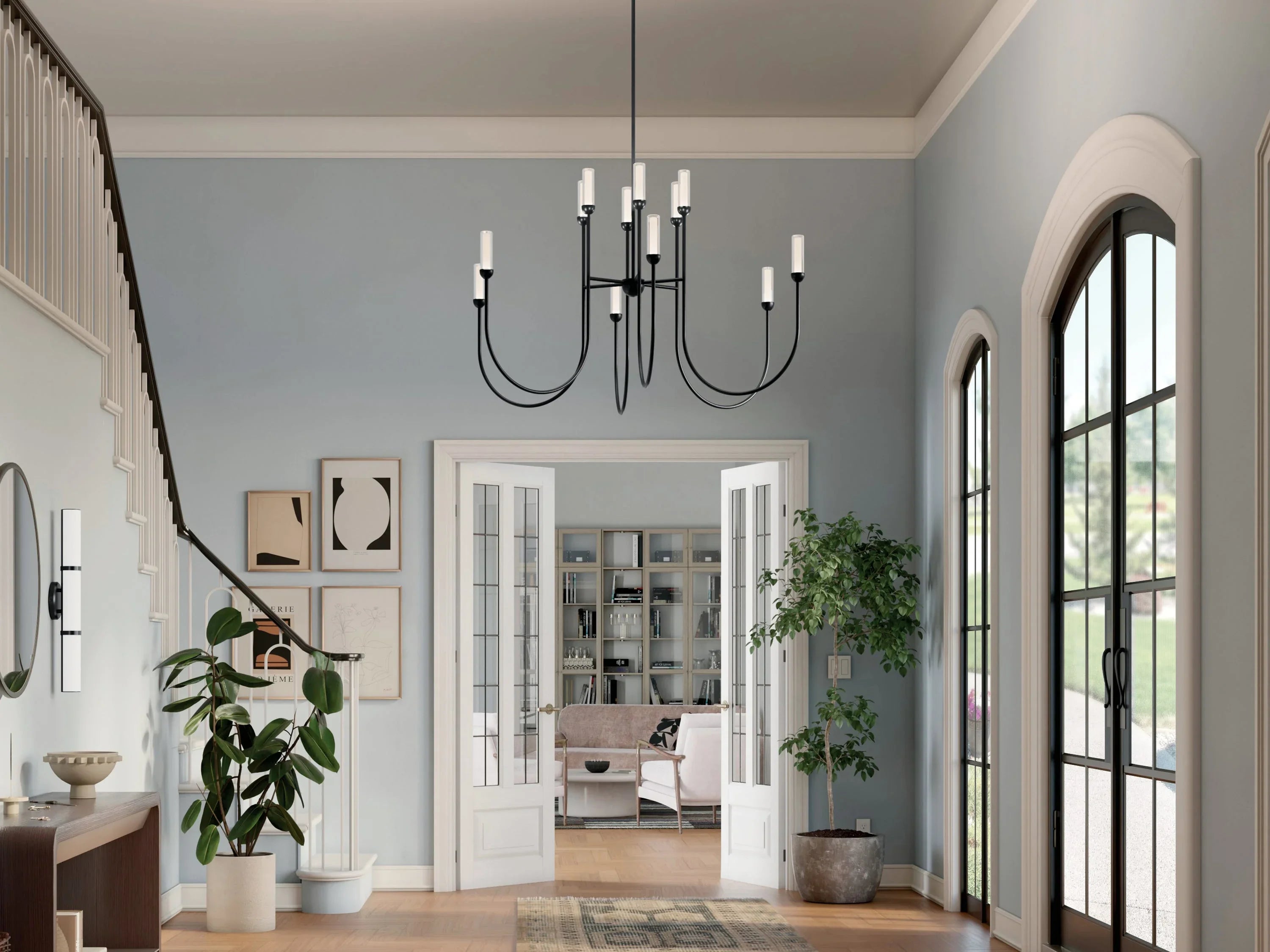 large black chandelier for entryway