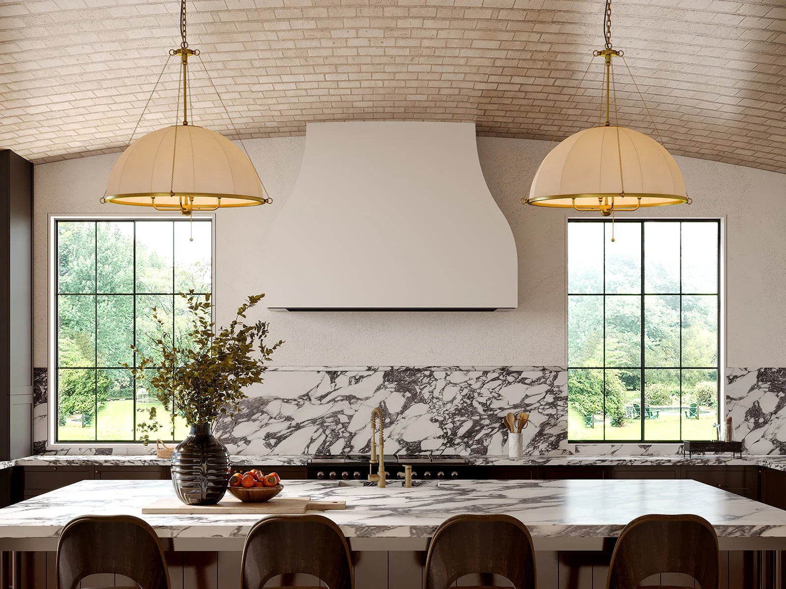 trendy kitchen pendant lights over kitchen island
