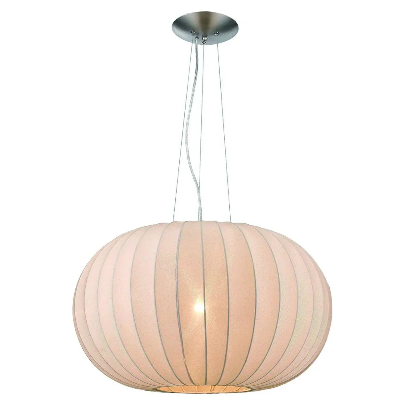 Large round pendant light with a fabric shade by Trend brand at Lights Canada
