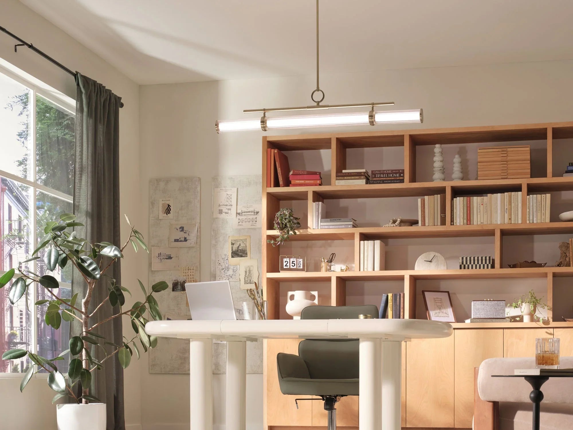 modern office with led light fixture