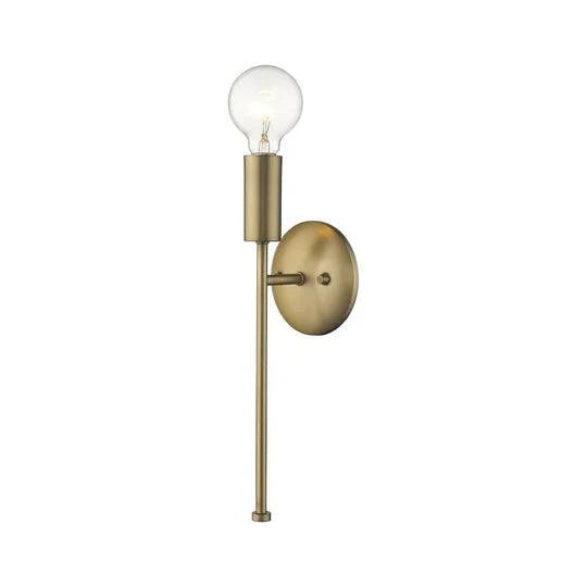 Minimalist brass sconce by Trend featuring an exposed bulb design.
