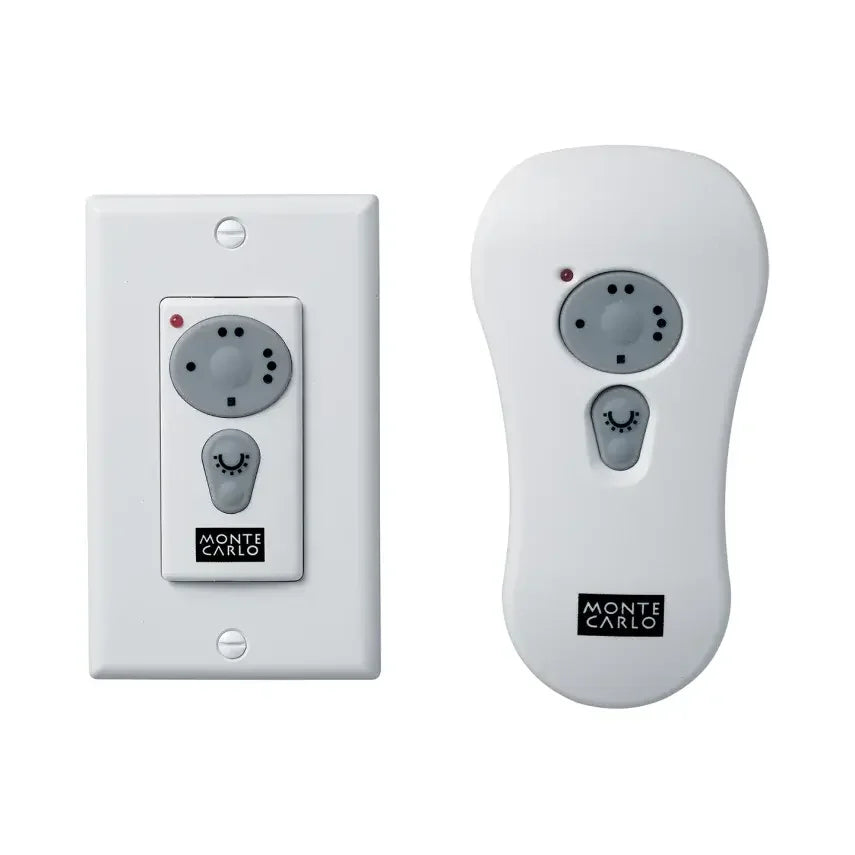 Wall control and remote for ceiling fans from the Visual Comfort Fan Collection, offering easy fan operation and light control.