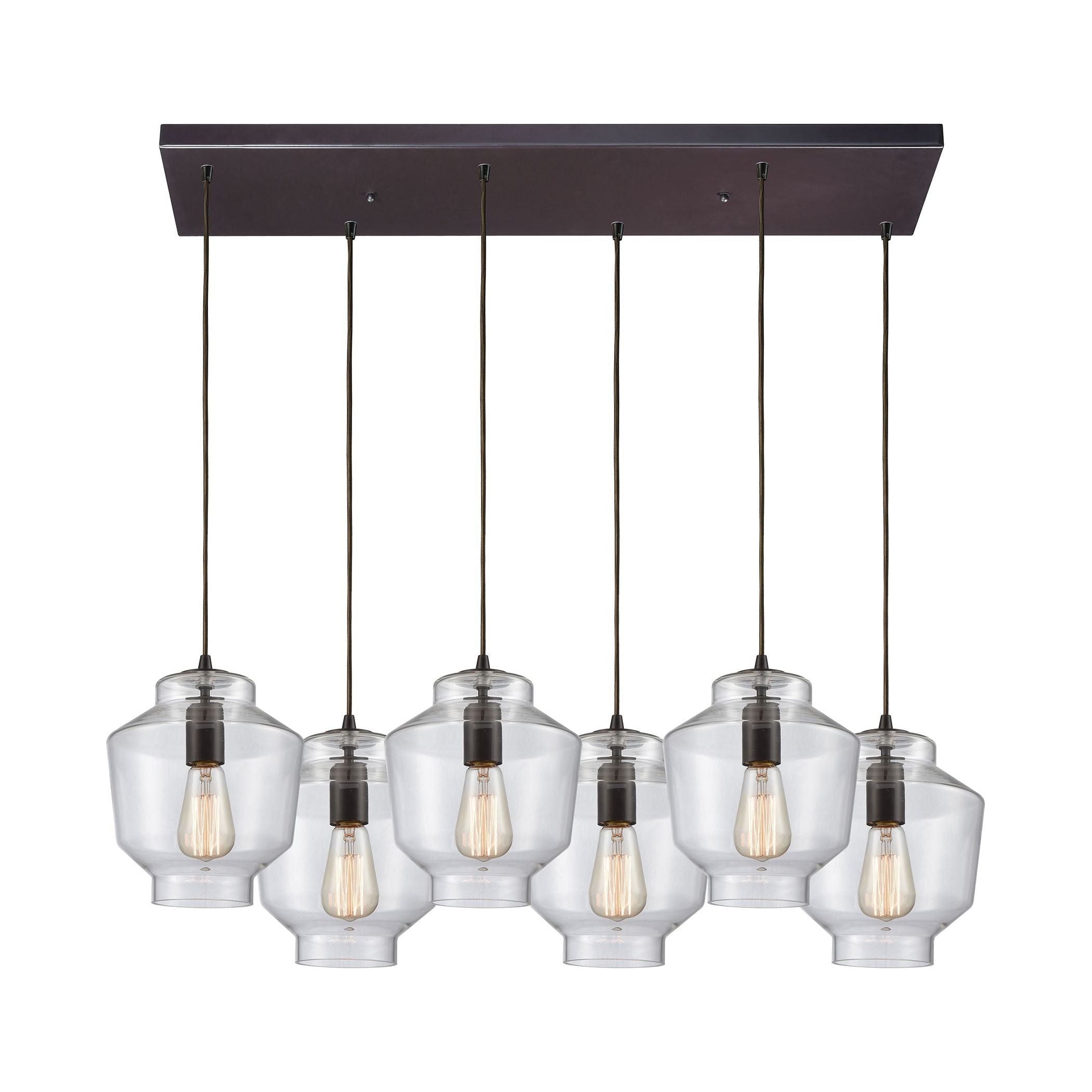 Barrel 6-Light Rectangular Pendant Fixture