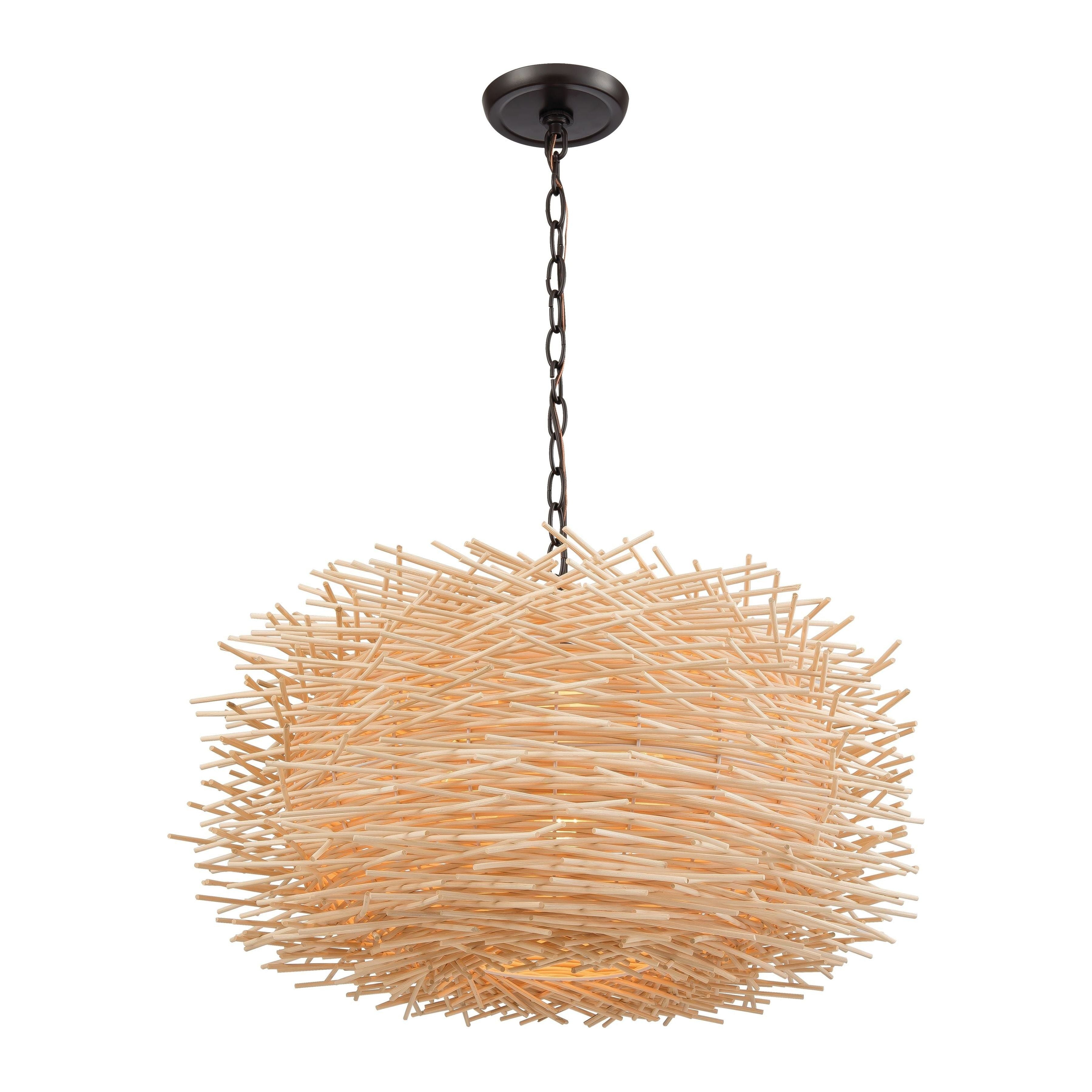 Bamboo Nest 23" Wide 3-Light Chandelier