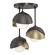 Brooklyn 3-Light Double Shade Semi-Flush