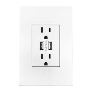 Legrand - Dual USB Plus-Size Outlet Combo with Matching Wall Plate - Lights Canada