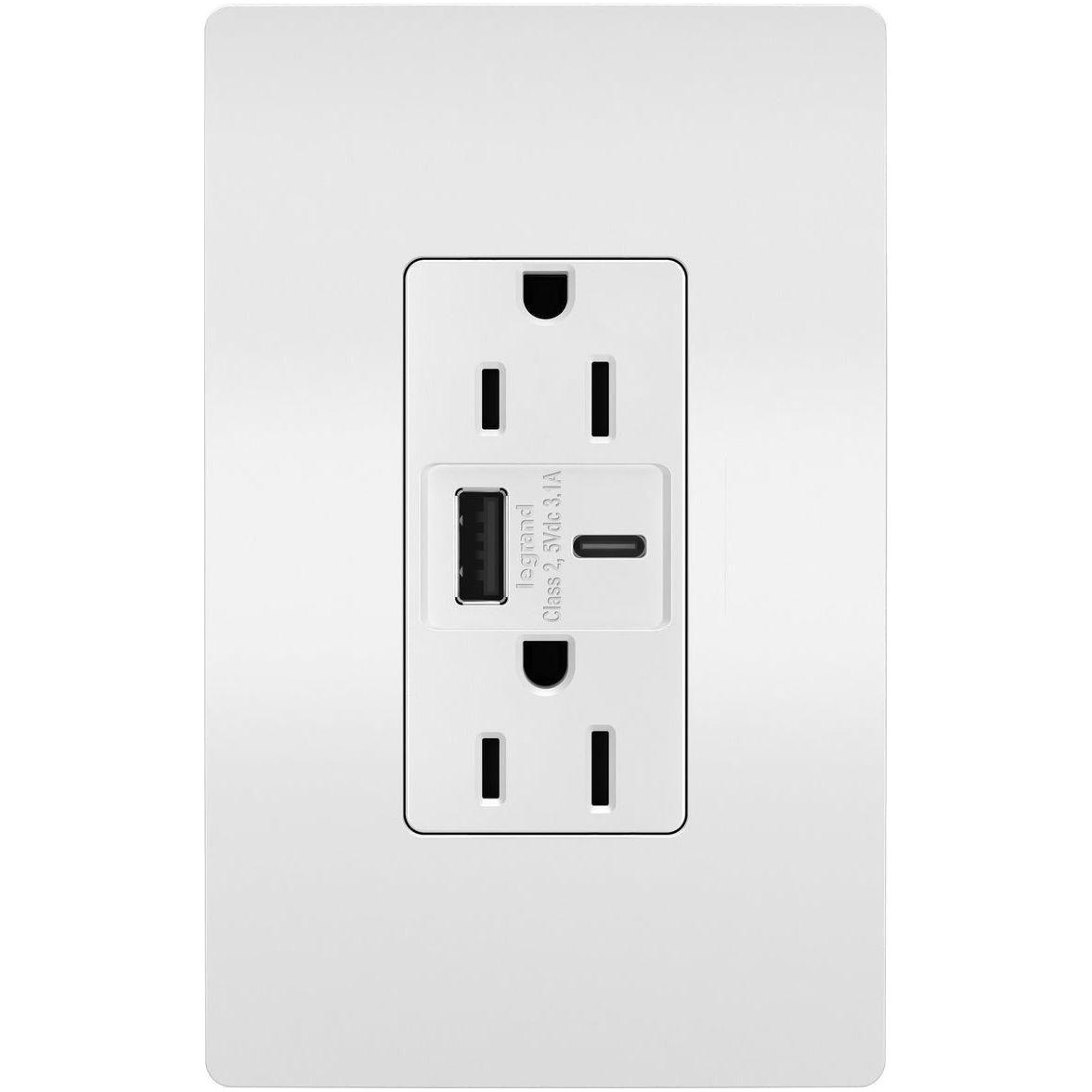 Legrand - radiant 15A Tamper-Resistant USB Type A/C Outlet - Lights Canada