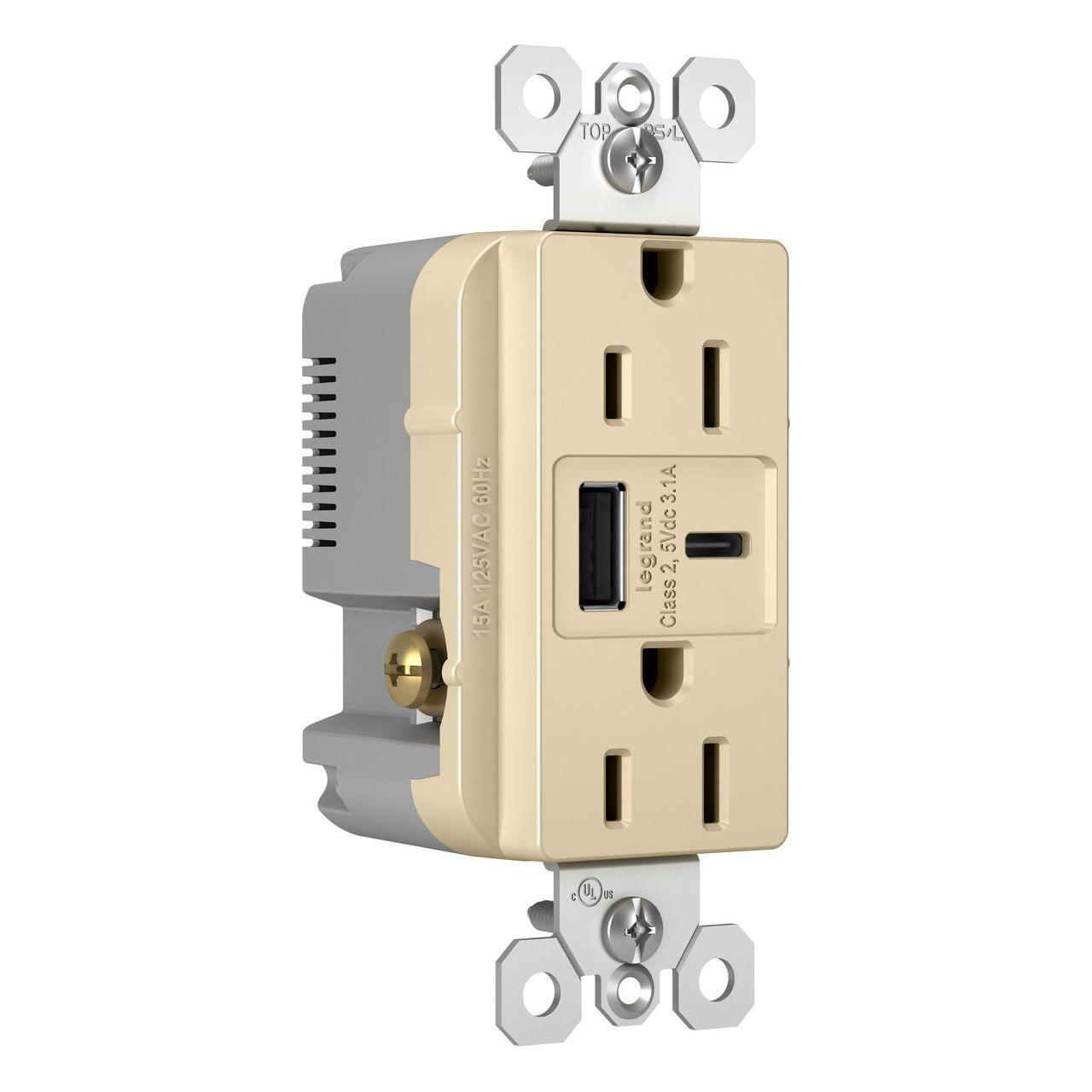 Legrand - radiant 15A Tamper-Resistant USB Type A/C Outlet - Lights Canada