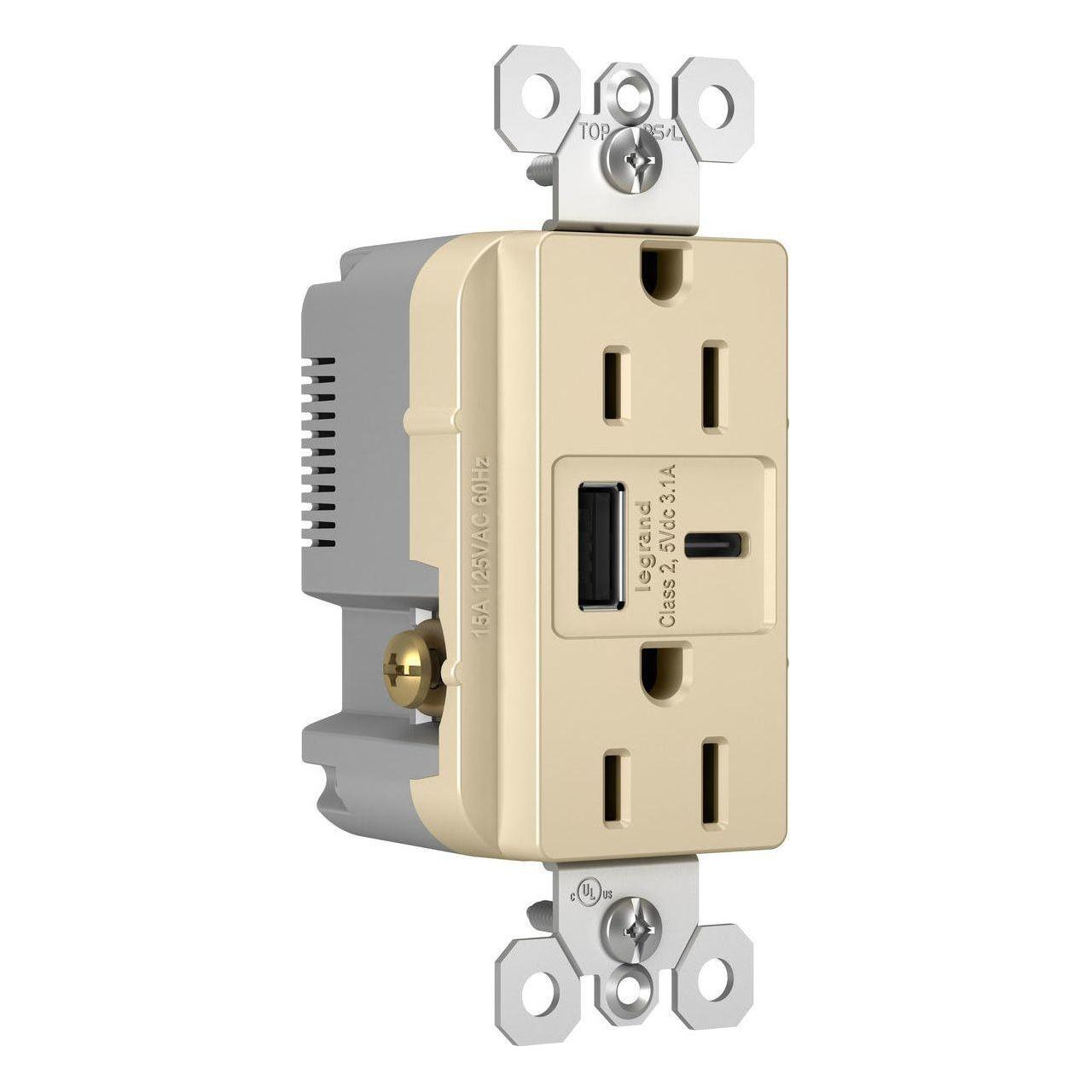 Legrand - radiant 15A Tamper-Resistant USB Type A/C Outlet - Lights Canada
