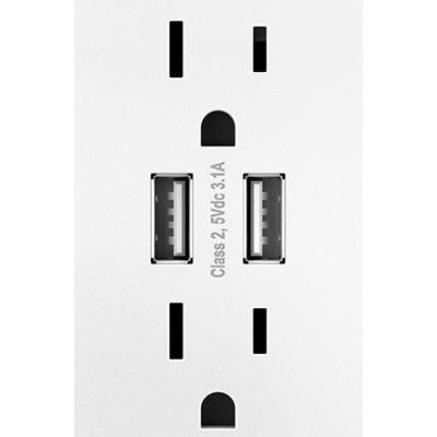 Legrand - Dual USB Plus-Size Outlet Combo with Matching Wall Plate - Lights Canada