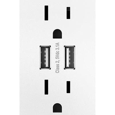 Legrand - Dual USB Plus-Size Outlet Combo with Matching Wall Plate - Lights Canada