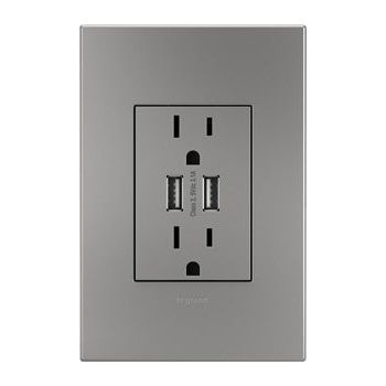 Legrand - Dual USB Plus-Size Outlet Combo with Matching Wall Plate - Lights Canada