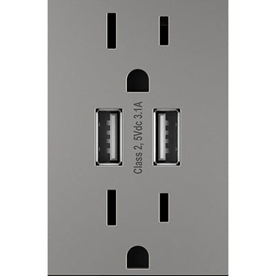 Legrand - Dual USB Plus-Size Outlet Combo with Matching Wall Plate - Lights Canada