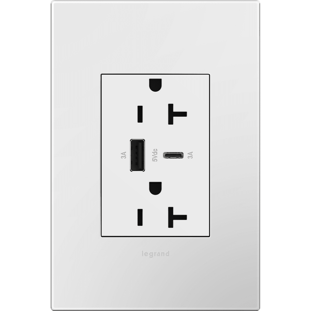 Legrand - Adorne 20A Tamper-Resistant Ultra-Fast USB Type A/C Outlet - Lights Canada