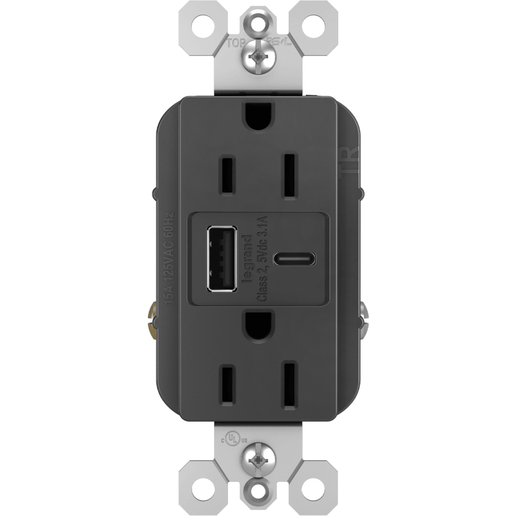 Legrand - radiant 15A Tamper-Resistant USB Type A/C Outlet - Lights Canada